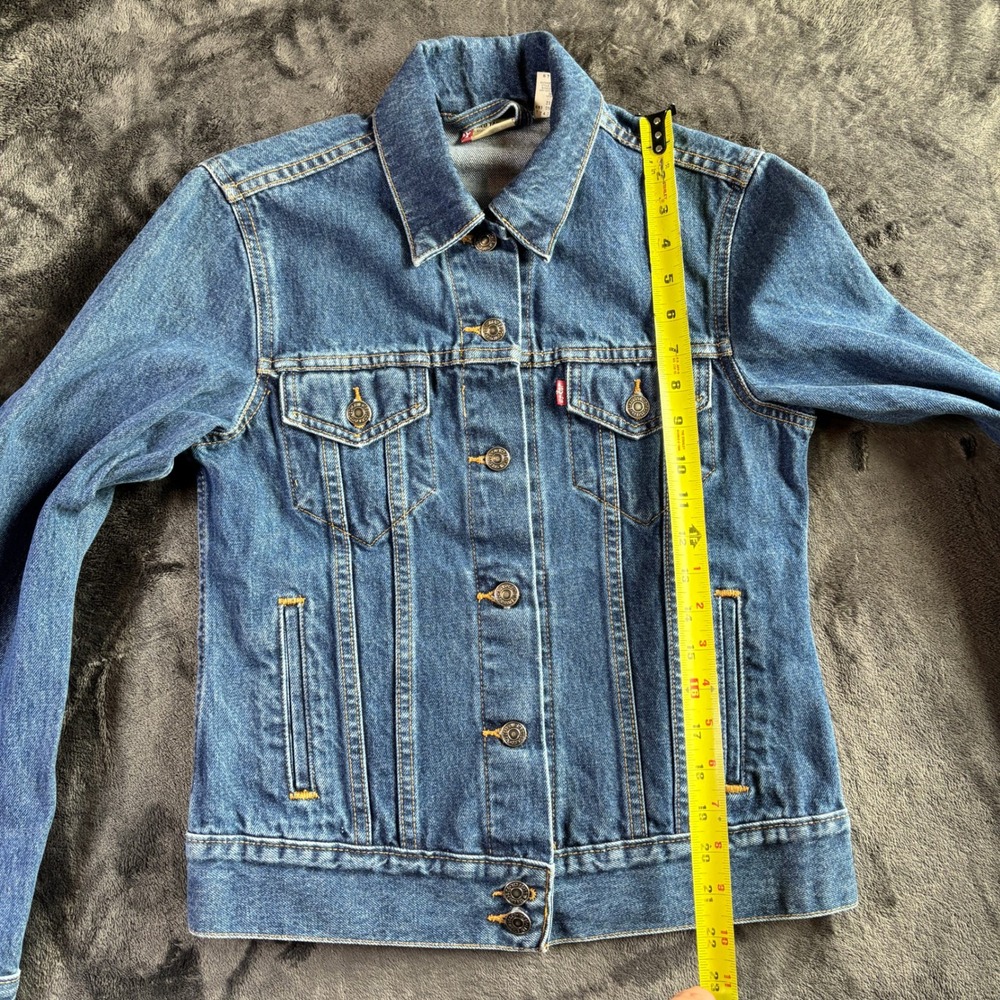 Levis Red Tab Denim Trucker Jacket Medium Wash Blue 100% Cotton Womens Medium - Picture 6 of 13